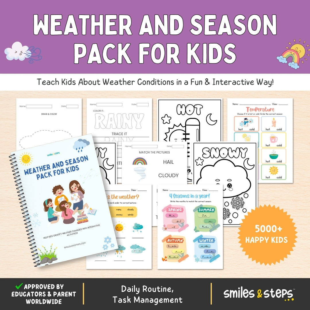 Weather & Seasons Pack for Kids β Learn, Trace & Color the Forecast