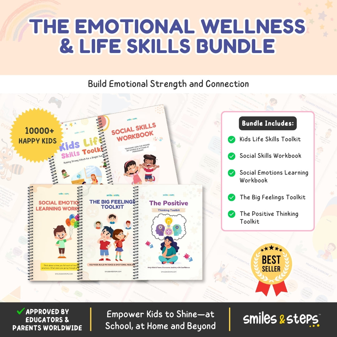 The Emotional Wellness & Life Skills 5-Workbook Bundle for Kids | Build Emotional Strength, Social Skills & Confidence