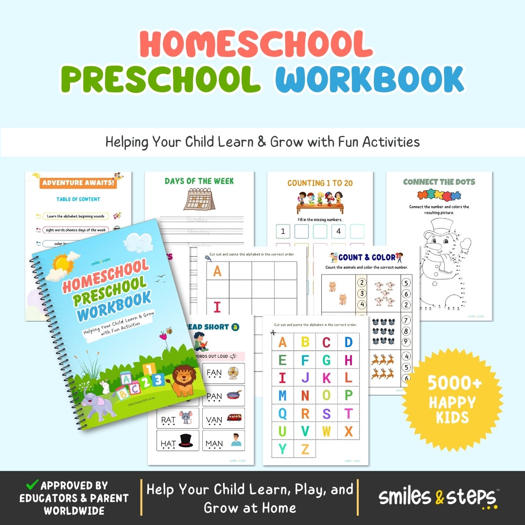 Homeschool Preschool Workbook | Letters, Numbers & Early Skills