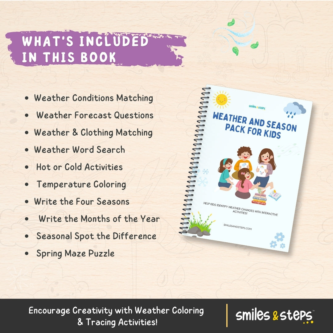 Weather & Seasons Pack for Kids β Learn, Trace & Color the Forecast