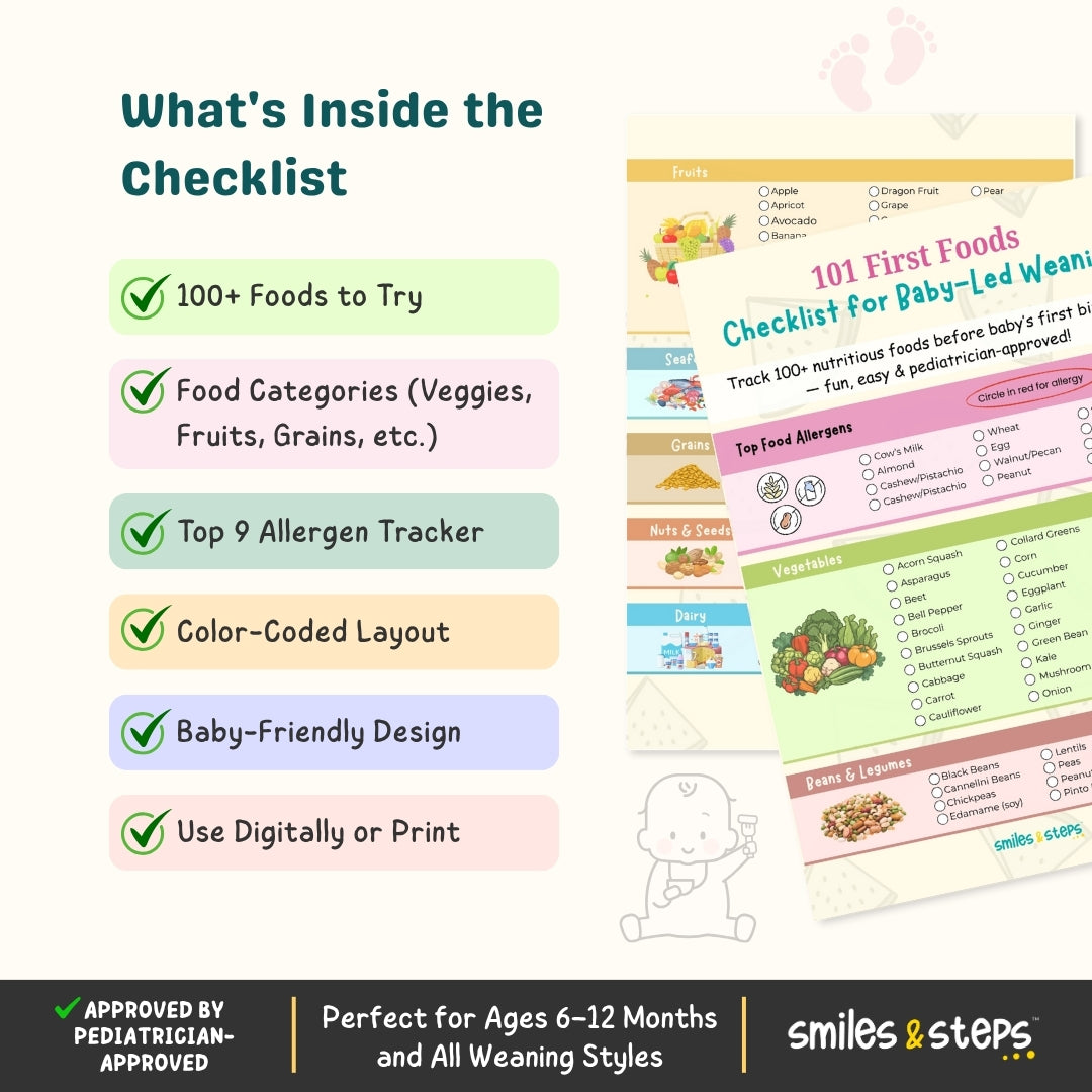 101 First Foods Checklist for Baby-Led Weaning – Your Baby’s First Tastes Made Easy