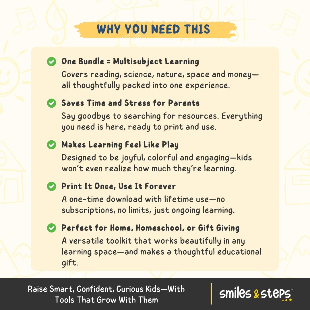 The Fun & Educational Learning Adventure Bundle – Includes 5 Expert Workbooks for STEM, Phonics, Space, Nature & Life Skills