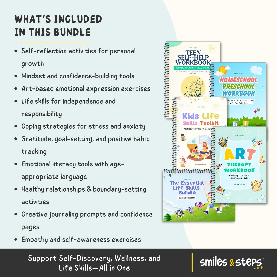 The Creative Growth & Teen Self-Help 5 Workbook Pack | 5-in-1 Bundle for Confidence, Calm, Life Skills & Art Therapy