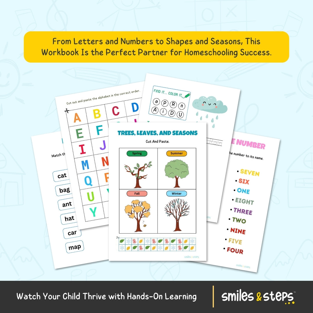 Homeschool Preschool Workbook | Letters, Numbers & Early Skills