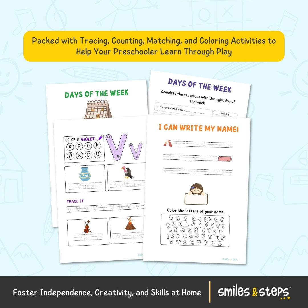 Homeschool Preschool Workbook | Letters, Numbers & Early Skills