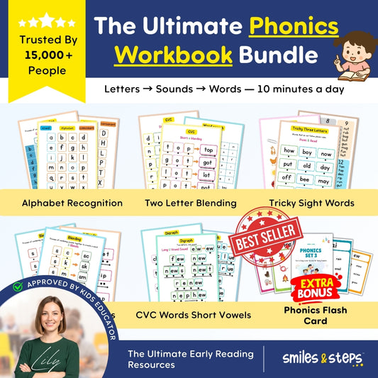 The Ultimate Phonics Workbook Bundle | CVC Words & Sight Words | Read, Blend & Smile