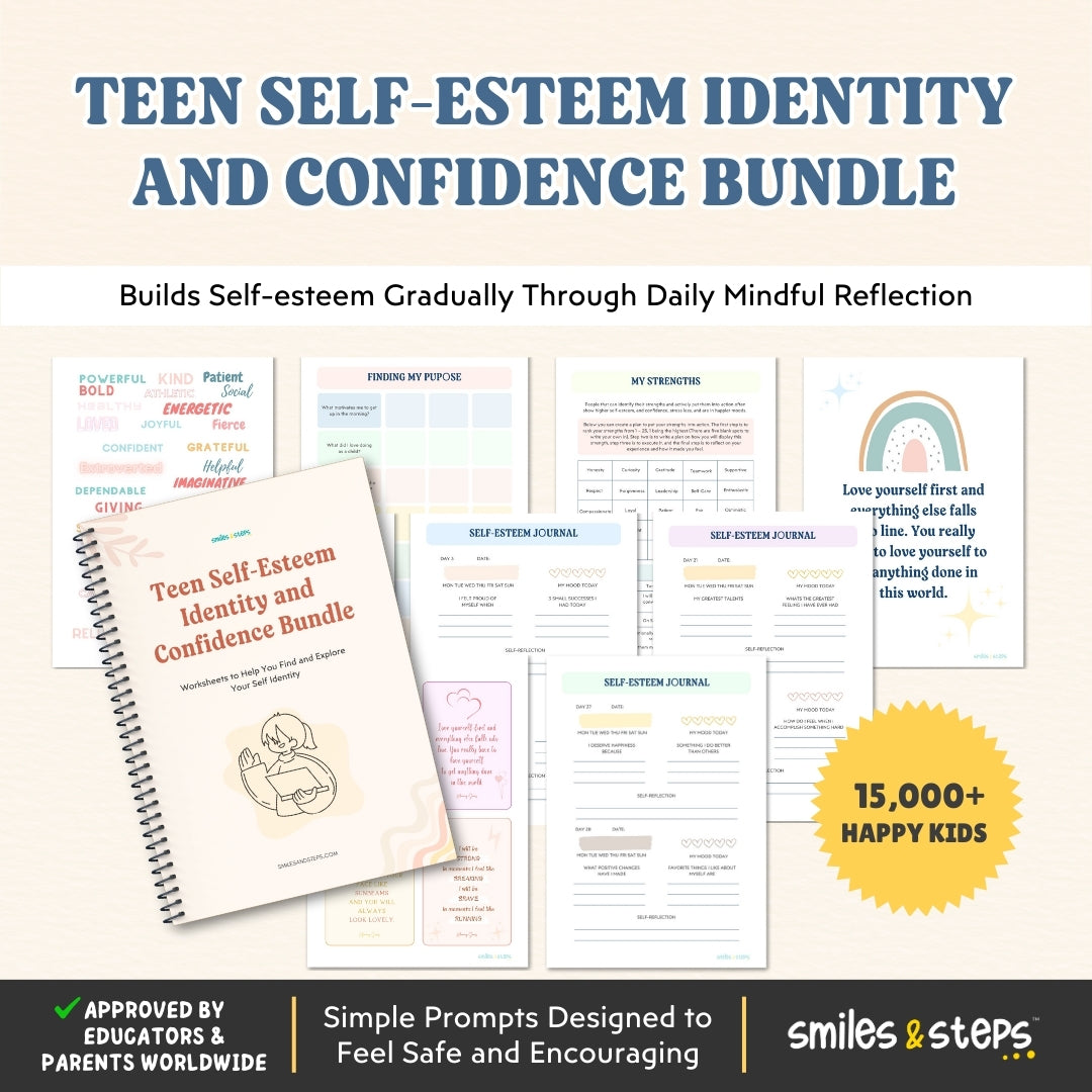 Teen Self-Esteem Identity & Confidence Bundle - Mental Wellbeing & Growth