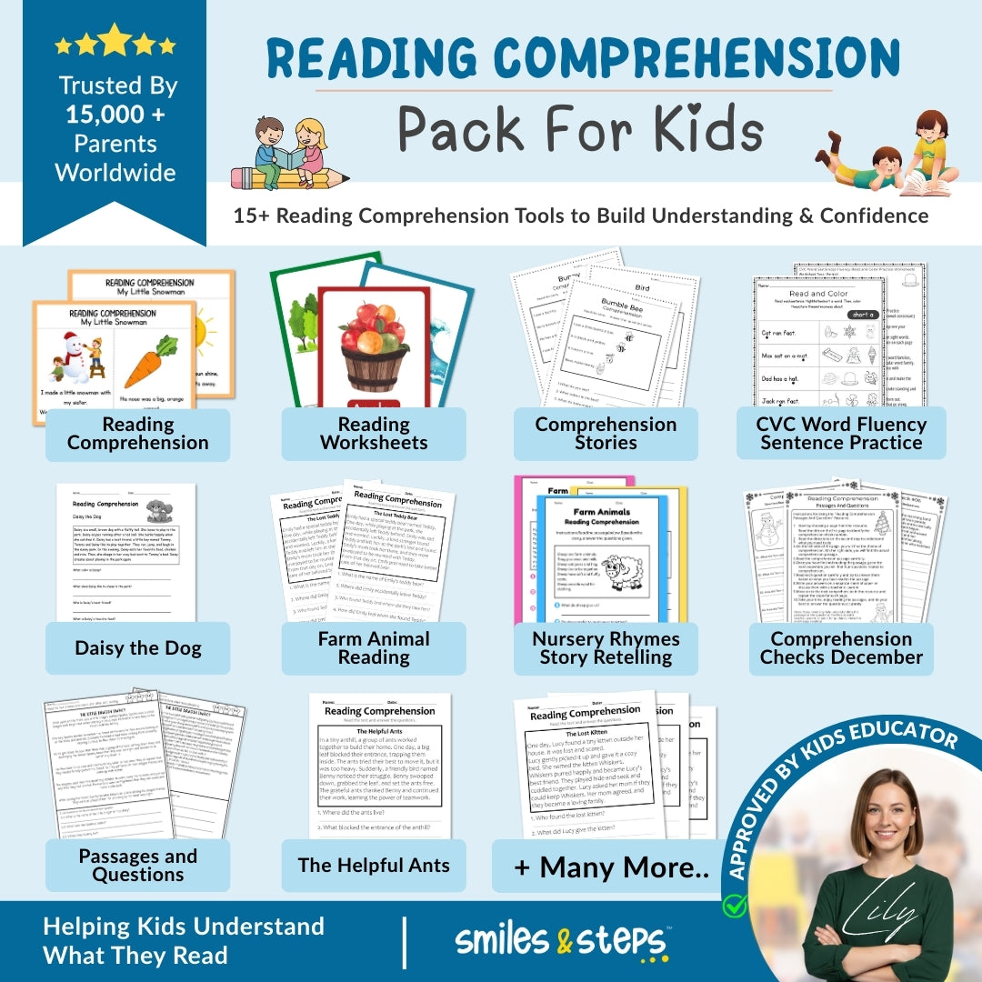Complete Reading Comprehension Pack for Kids 15+ Tools for Better Reading & Understanding