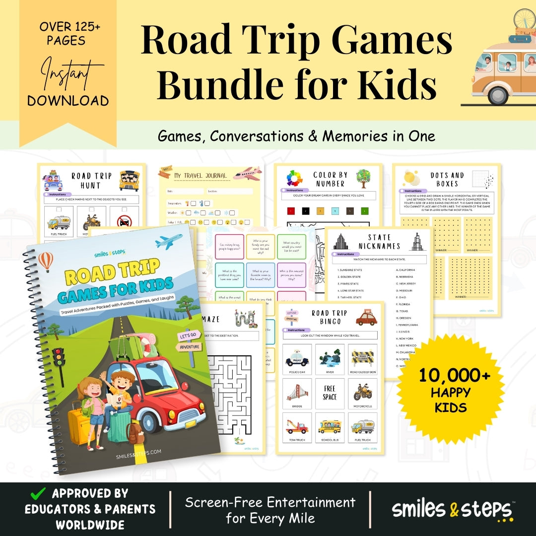 Road Trip Games Bundle for Kids – 125+ Screen-Free Activities, Games & Travel Journal