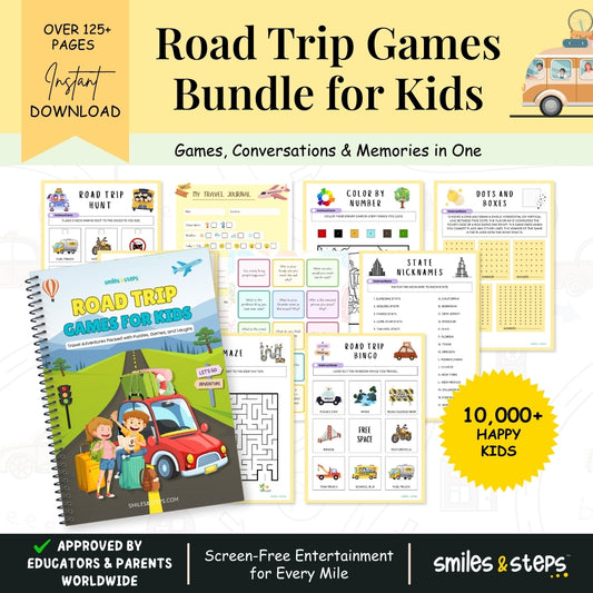 Road Trip Games Bundle for Kids – 125+ Screen-Free Activities, Games & Travel Journal
