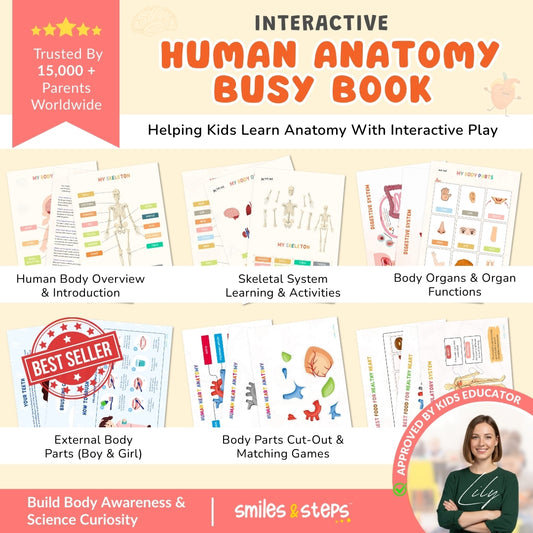 Interactive Human Anatomy Busy Book for Kids | Learn Body Parts, Organs & Systems Through Fun Play