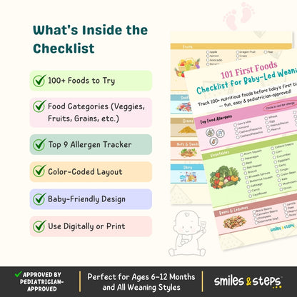 101 First Foods Checklist for Baby-Led Weaning – Your Baby’s First Tastes Made Easy