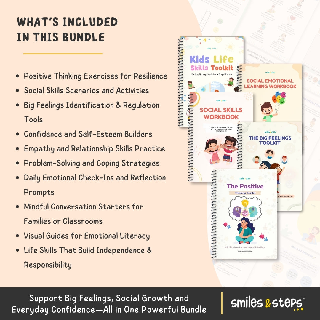 The Emotional Wellness & Life Skills 5-Workbook Bundle for Kids | Build Emotional Strength, Social Skills & Confidence