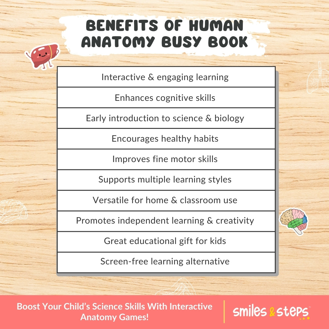 Interactive Human Anatomy Busy Book for Kids | Learn Body Parts, Organs & Systems Through Fun Play