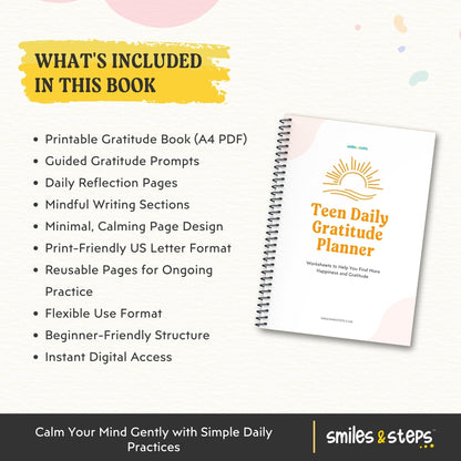 Teen Daily Gratitude Planner - Calm Mind, Happier Days