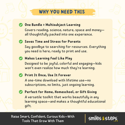 The Fun & Educational Learning Adventure Bundle – Includes 5 Expert Workbooks for STEM, Phonics, Space, Nature & Life Skills