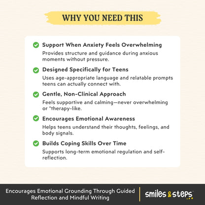 Teen Anxiety Journal - Calm Racing Thoughts & Feel Grounded Again