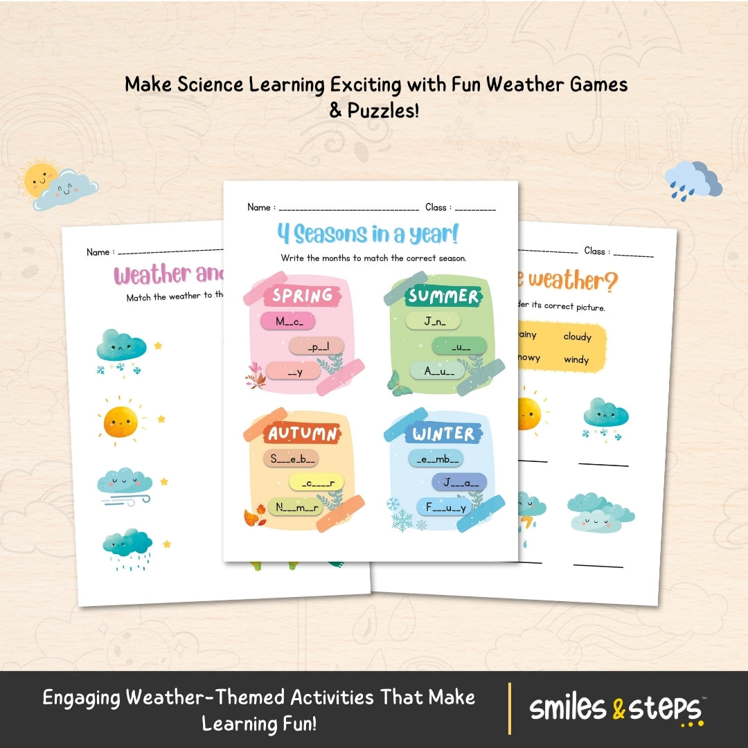 Weather & Seasons Pack for Kids – Learn, Trace & Color the Forecast