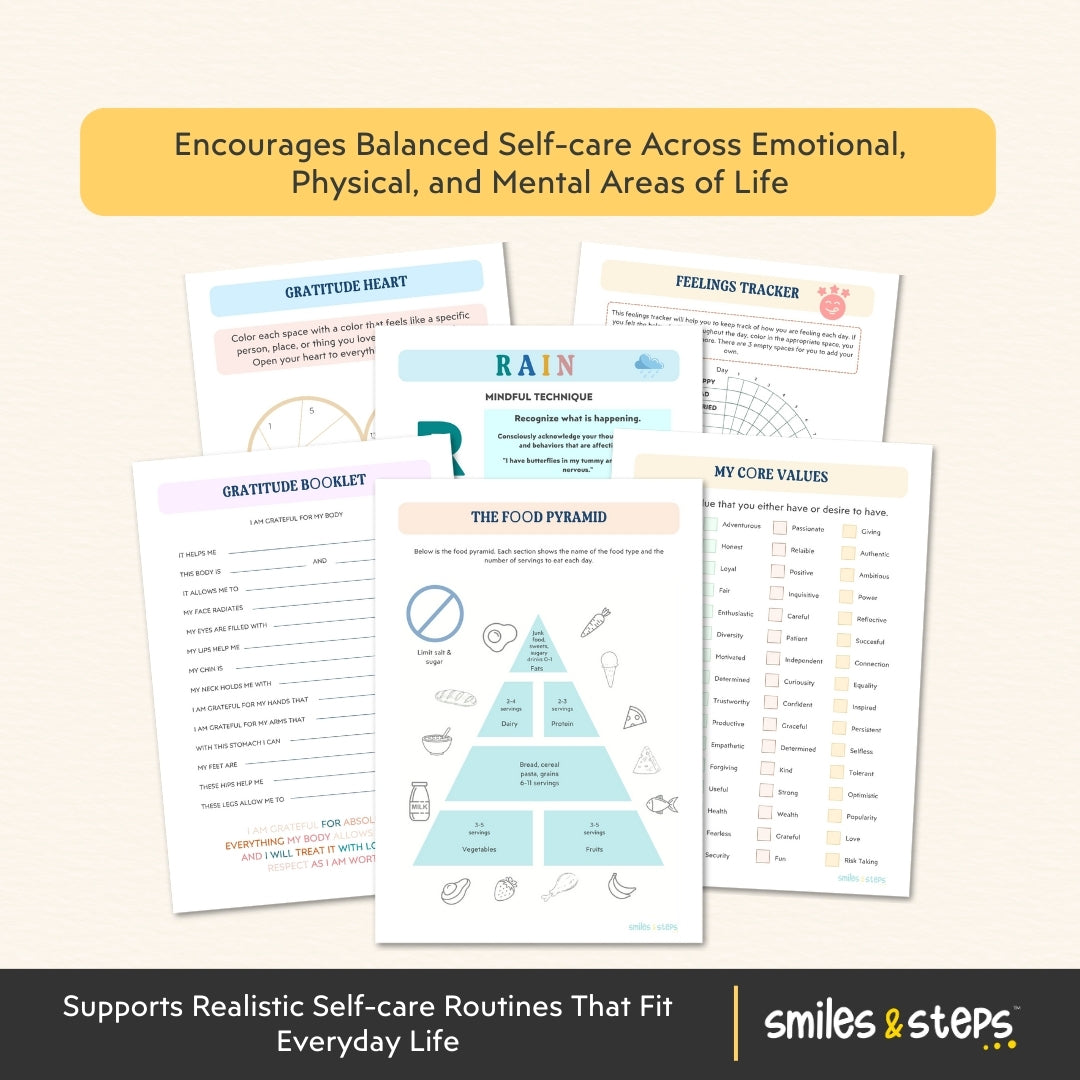 Teen Self-Care Wheel and Routine – Visual Balance for Calm, Healthy Habits