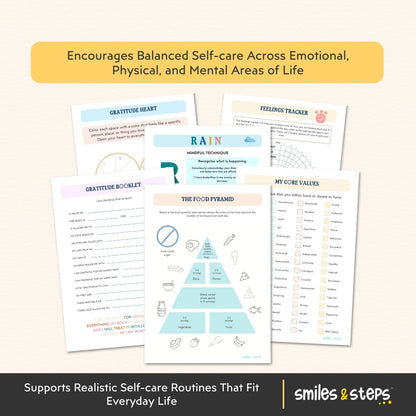Teen Self-Care Wheel and Routine – Visual Balance for Calm, Healthy Habits