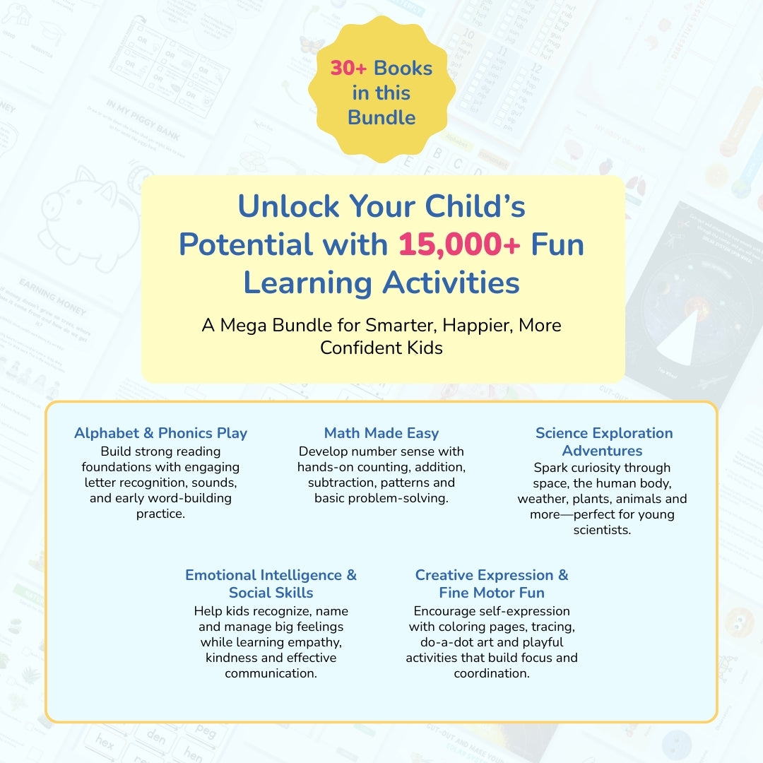 The Whole Shop Learning Bundle – 50+ Printable Workbooks for Kids | All-in-One Educational Bundle with Complete Homeschool Resource