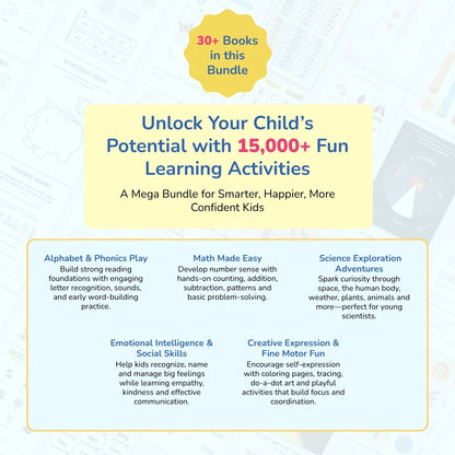 The Whole Shop Learning Bundle – 50+ Printable Workbooks for Kids | All-in-One Educational Bundle with Complete Homeschool Resource